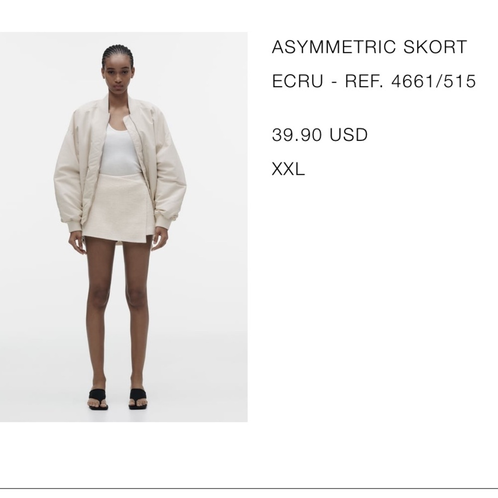 ZARA ASYMMETRIC SKORT WHITE/CREAM
ECRU - REF. 4661/515
39.90 USD